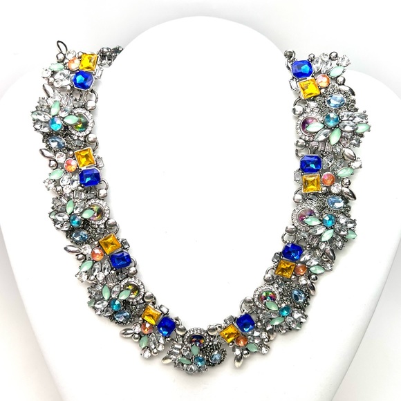NWT EYECANDY LOS ANGELES SLOANE COLLAR SAPPHIRE BLUE NECKLACE in SILVER - Picture 3 of 10